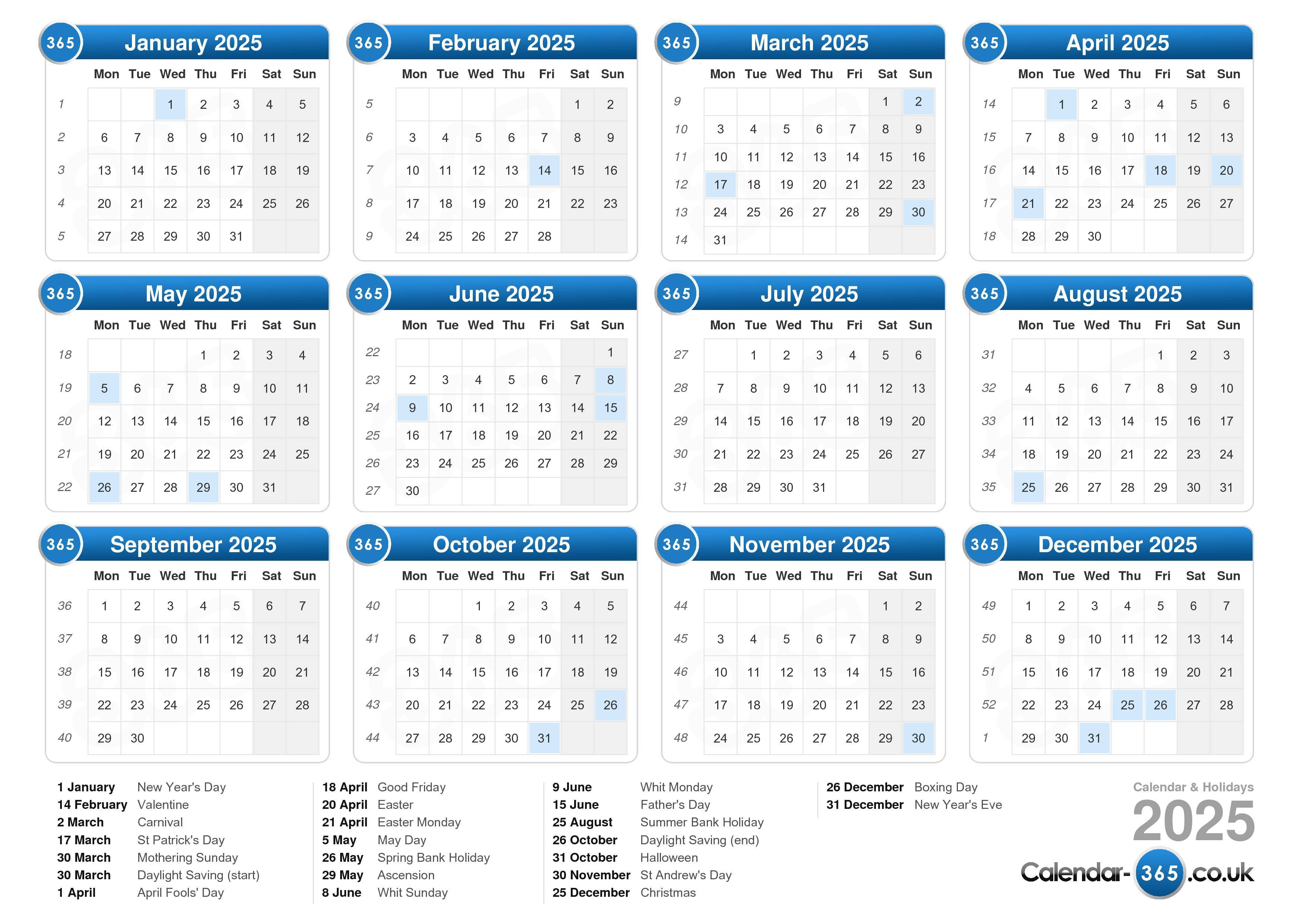 Printable Calendar 2025 Uk Pdf - Kalie Marilin