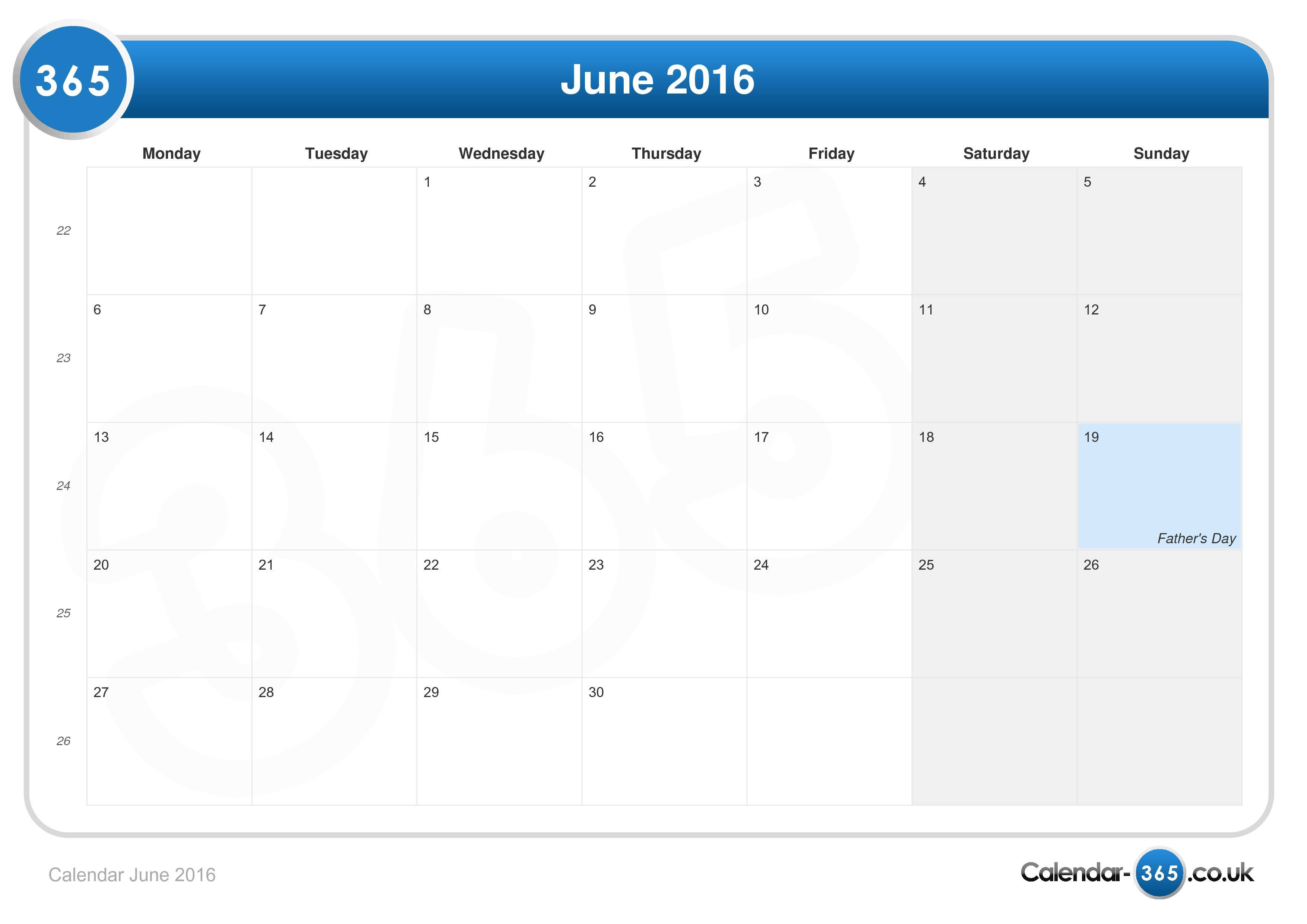 Calendar June 16